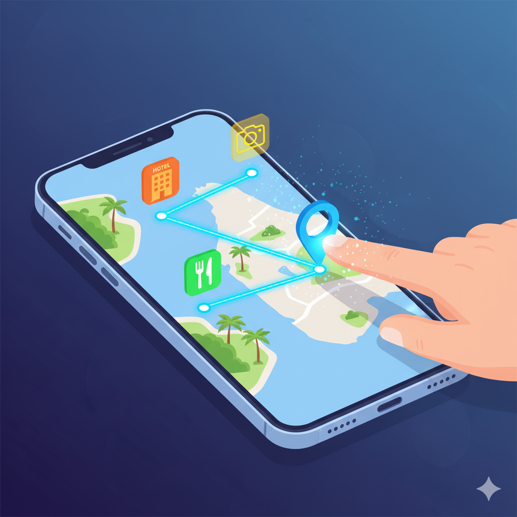 Instant itinerary building on a phone map